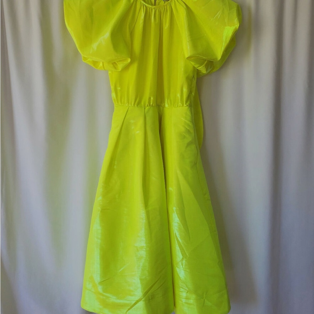 Christopher John Rogers Neon Yellow Midi Dress